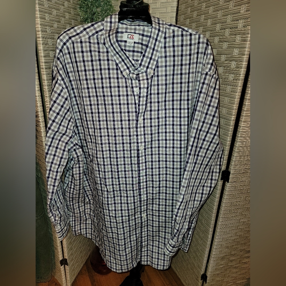 Cutter & Buck 3X plaid button down dress shirt